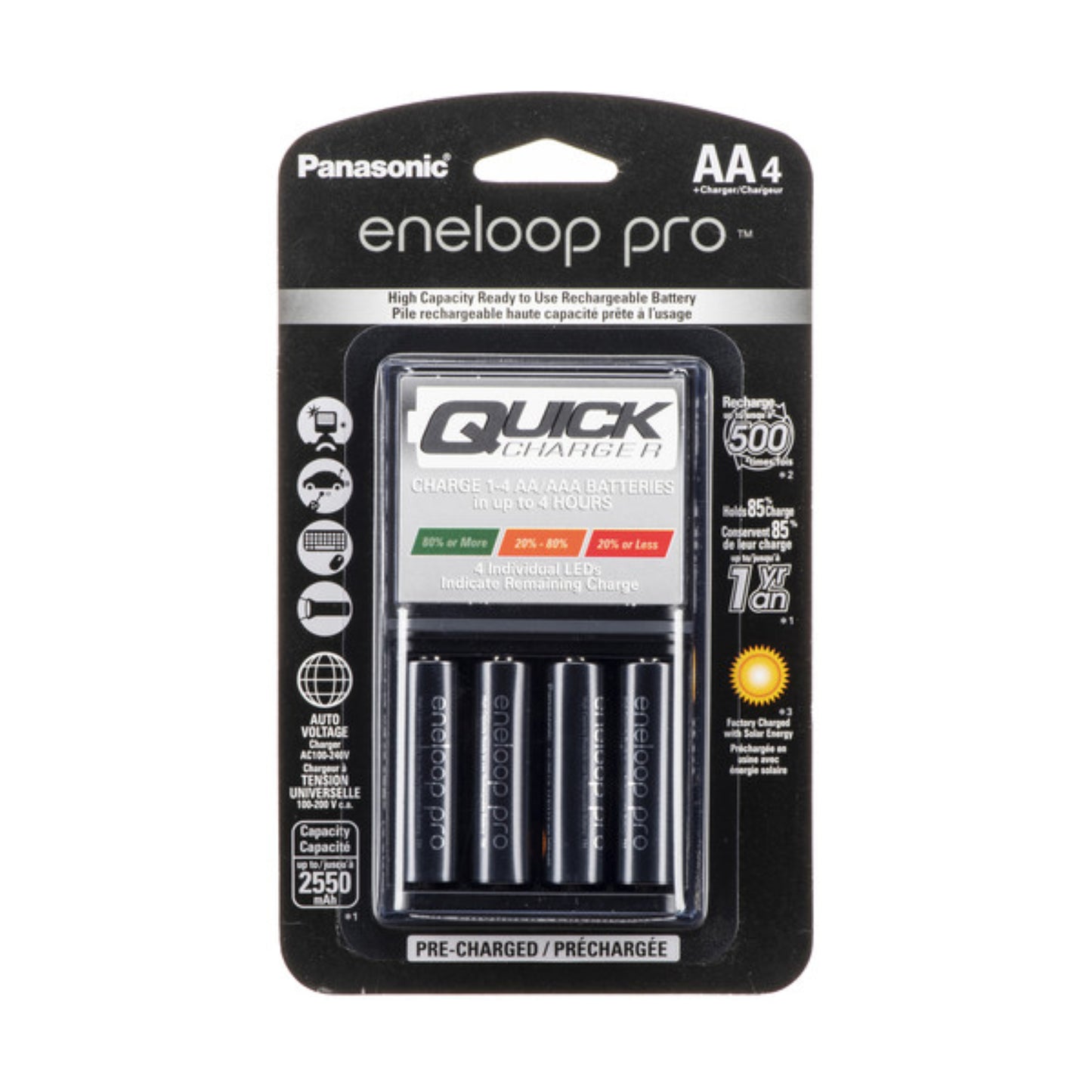 Buy Panasonic Eneloop Quick Charger + 4 AA Eneloop Pro Batteries | Topic Store