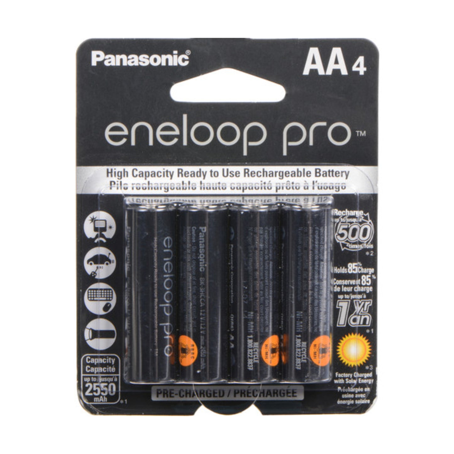 Panasonic Eneloop Pro Charger w/ 4-Pack 2500mAH AA Batteries + Extra 4-Pk  Pro AA